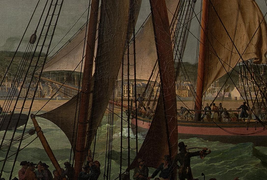 Tirage Original Ancien - Le Havre, Vue Du Port Et Voilier - Circa 1890