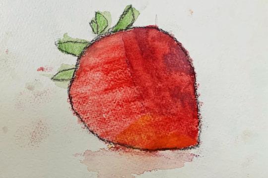 Dessin à l'aquarelle d'une fraise